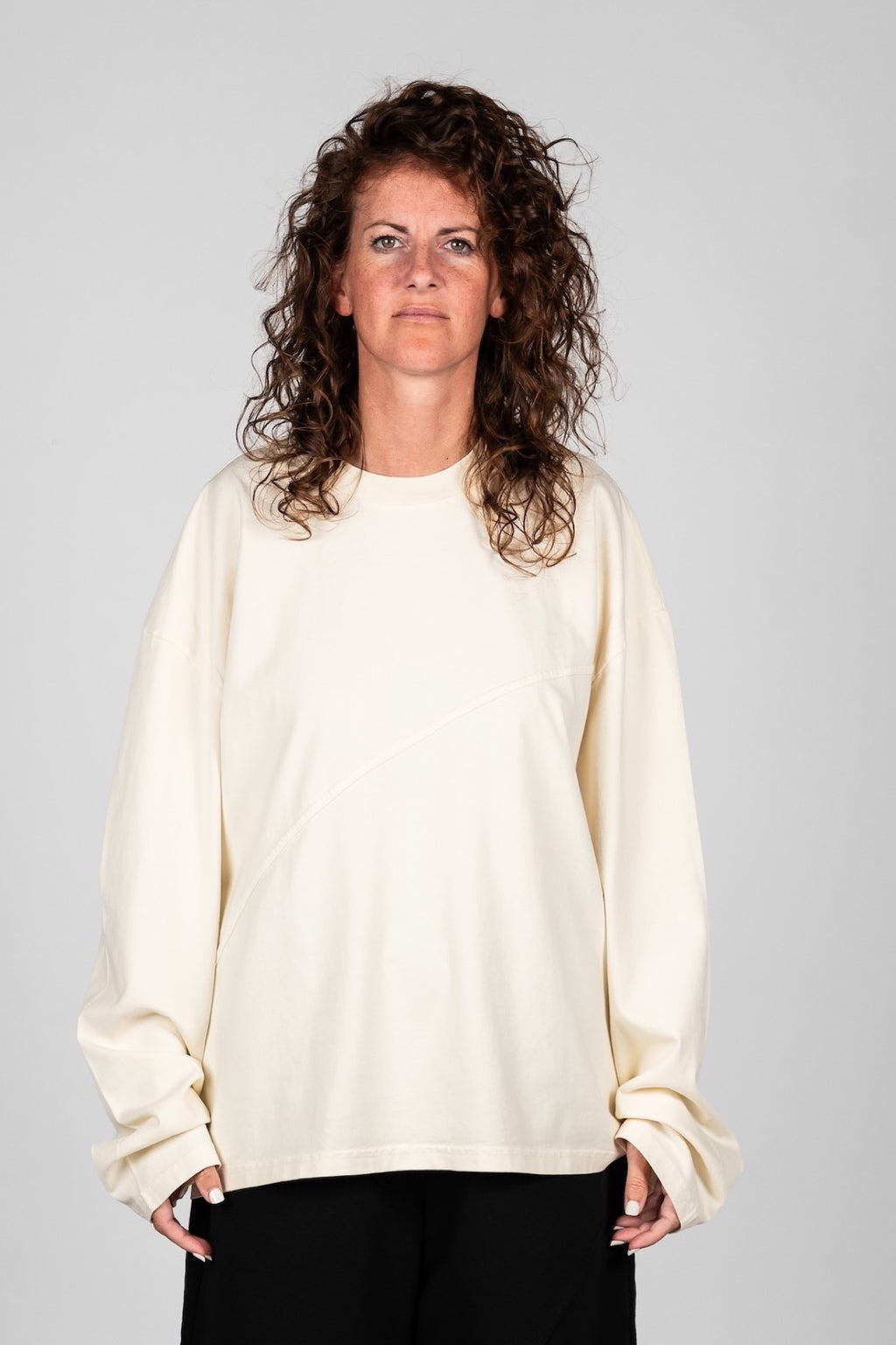 Long-Sleeve Crew Neck Boxy Cropped